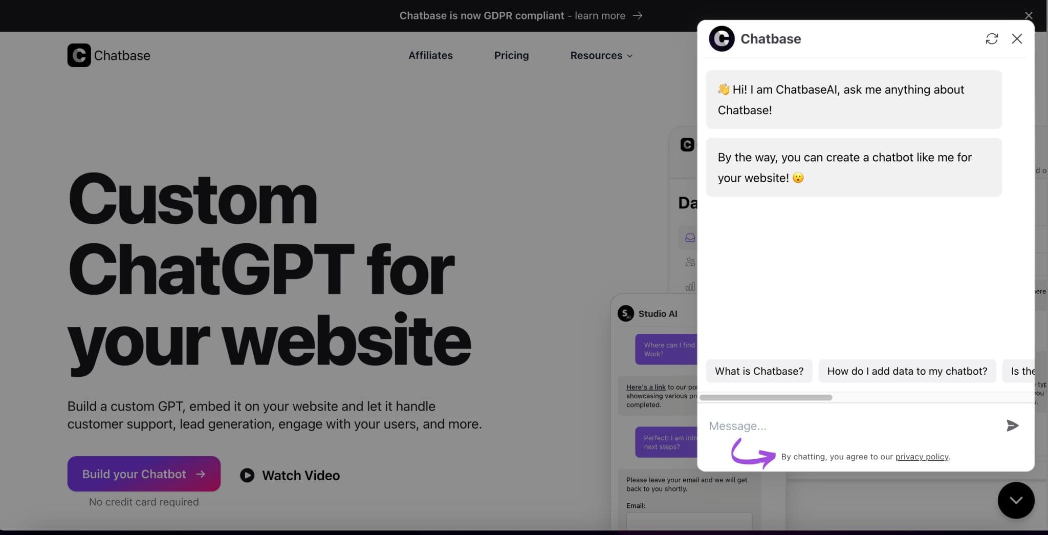 Chatbot footer customization options